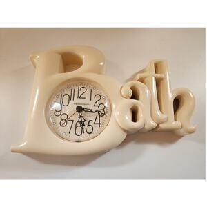 Vtg 80's Bunwood New Haven Creme Bath Wall Clock  Bathroom Decor USA